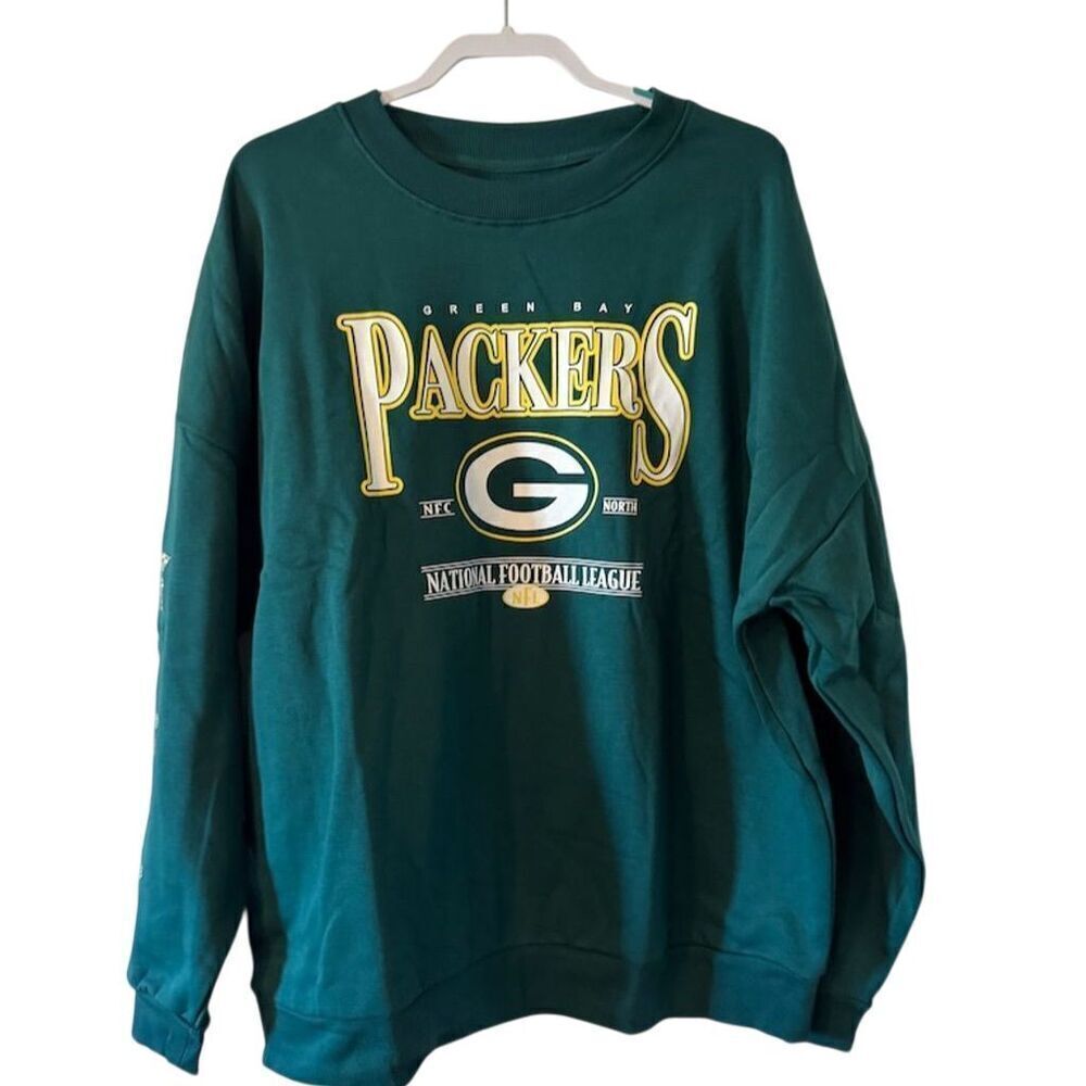 Green Bay Packers NFL Women's Rhinestone Star Sleeve Sweatshirt Green Size Large - Picture 10 of 16